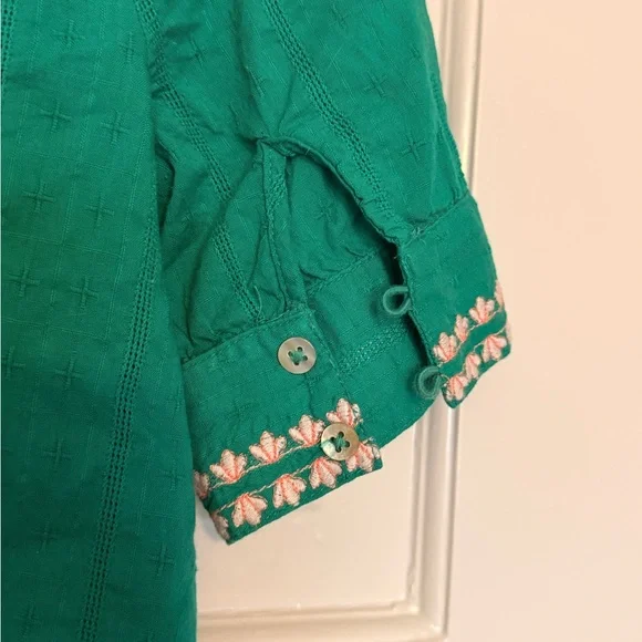 Maeve Teal Floral Embroidered Blouse - Picture 8 of 9